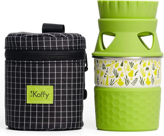 Pocket Pour-Over Coffee Maker, Portable Coffee Dripper & Cup Set with Cone Paper Filters, Travel-Friendly, Easy to Clean