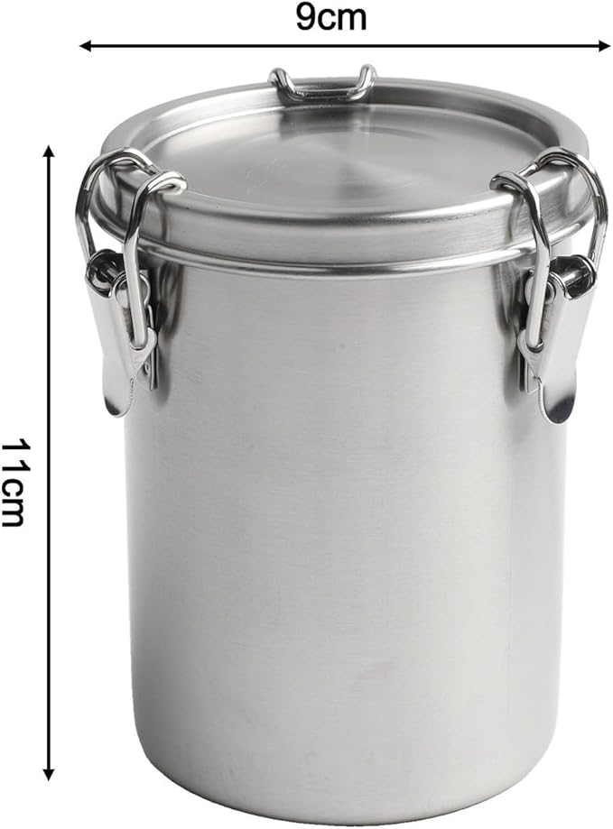 Stainless Steel Airtight Canister, Food Storage Canisters With Airtight Lid Locking Clamp, Stainless Steel Vacuum Sealed Grain Barrels For Coffee Bean Storage(520ml)