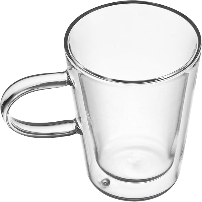 Restaurantware Glass Espresso Cups 5 Count 12 Ounces Borosilicate Double Wall Glass Coffee Mugs Insulated Clear Tea Drinkware for Hot or Cold Beverages