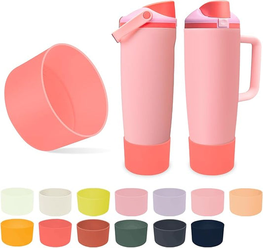 Silicone Boot for Owala 30oz & 40oz FreeSip Sway Bottles & Tumblers - Non-Slip, Scratch-Resistant, Stability Enhancer, Available in 12 Colors (Angel Food Cake Red)