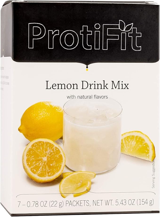 PROTIFIT - High Protein Fruit Flavored Powder Drink Mix, 15g Protein, Low Calorie, Sugar Free, Ideal Protein Compatible, 7 Servings Per Box (Lemon)