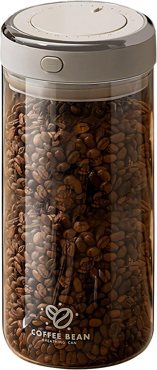 Aerbee Coffee Bean Canister, 57OZ Food Grade Coffee Bean Sealed Jar with Date Tracker and Waking Food Valve, Vacuum Food Storage Containers for Flour, Grain, Snack, Sugar, Tea (1.7L)