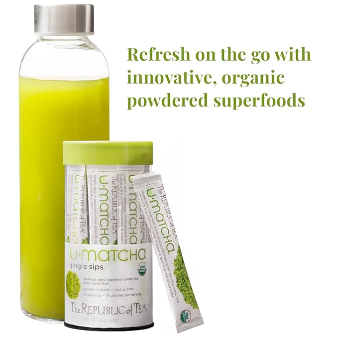 The Republic of Tea Organic U-Matcha Single Sips, 50 Single Servings of Premium Instant Matcha