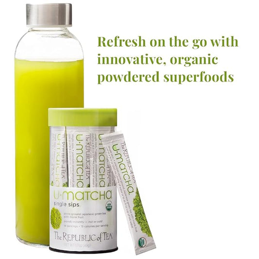 The Republic of Tea Organic U-Matcha Single Sips, 50 Single Servings of Premium Instant Matcha