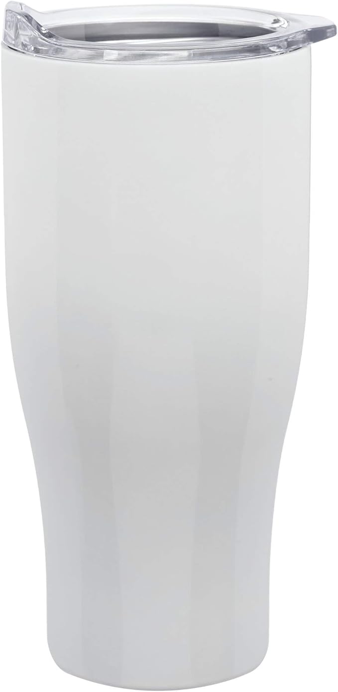 DISCOUNT PROMOS Stainless Steel Grip Travel Mugs 27 oz. Set of 10, Bulk Pack - Perfect for Coffee, Soda, Other Hot & Cold Beverages - White