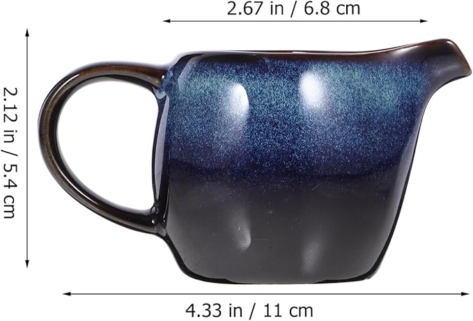 ABOOFAN Mini Ceramic Creamer Pitcher Cream Jugs Sauce Dispenser Porcelain Creamers Jug for Coffee Tea Milk Jam Sauces blue