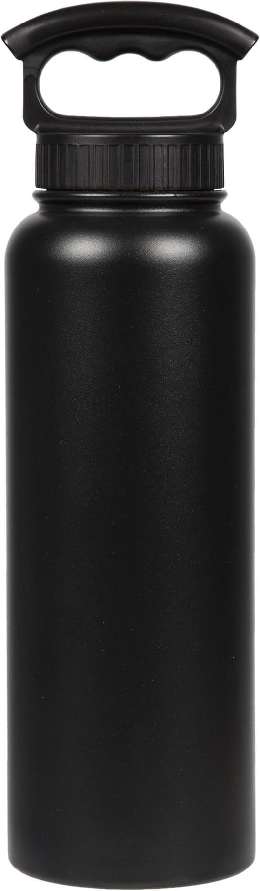 FIFTY/FIFTY Double Wall Vacuum Insulated Water Bottle, Stainless Steel, Wide Mouth with Three Finger Cap