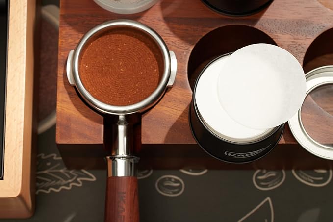 IKAPE 51mm Espresso Filters (200pc), Coffee Puck Screen Compatible with 51mm Portafilters - Ultra Thin Replacement Filters, Premium Metal Storage Case