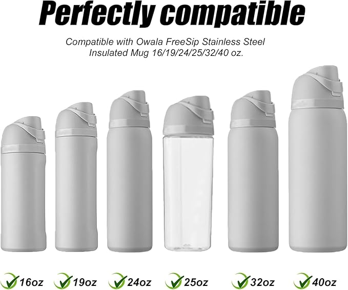 4pcs Bottle Seal Ring & Replacement Rubber Stopper for Owala FreeSip 16oz 19oz 24oz 32oz 40oz, Silicone O Ring Water Bottle Top Lid Parts, Cap Mouth Plug Gasket Accessories, BPA-Free (Black)