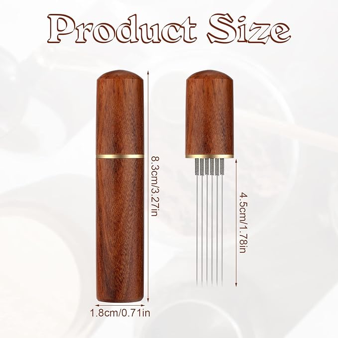 WDT Tool Espresso Accessories, Stainless Steel 6-pin Espresso Distribution Tool Espresso Stirrer WDT Tool Espresso Stirrer with Natural Walnut Handle Coffee Replaceable Needles