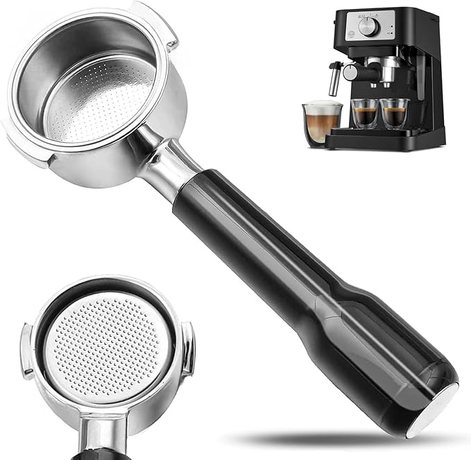 51mm Bottomless Portafilter Compatible for Delonghi ECP3420/ECP3120/EC155/BCO430/EC260 with Stainless Steel Double Shot Capacity Cup Filter Basket, 2 Ears