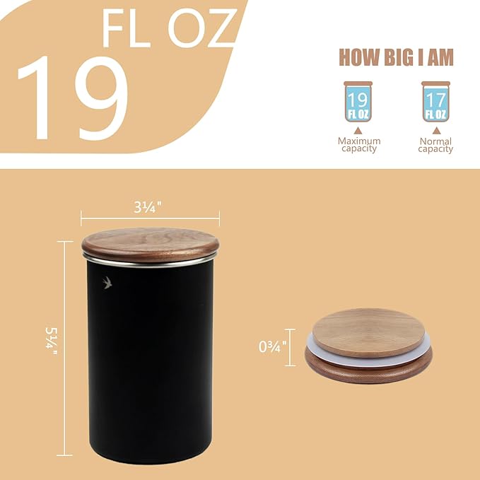 550ml Airtight Coffee Jar Stainless Steel Coffee Storage Container Suitable for Storing Coffee Powder and Coffee Beans