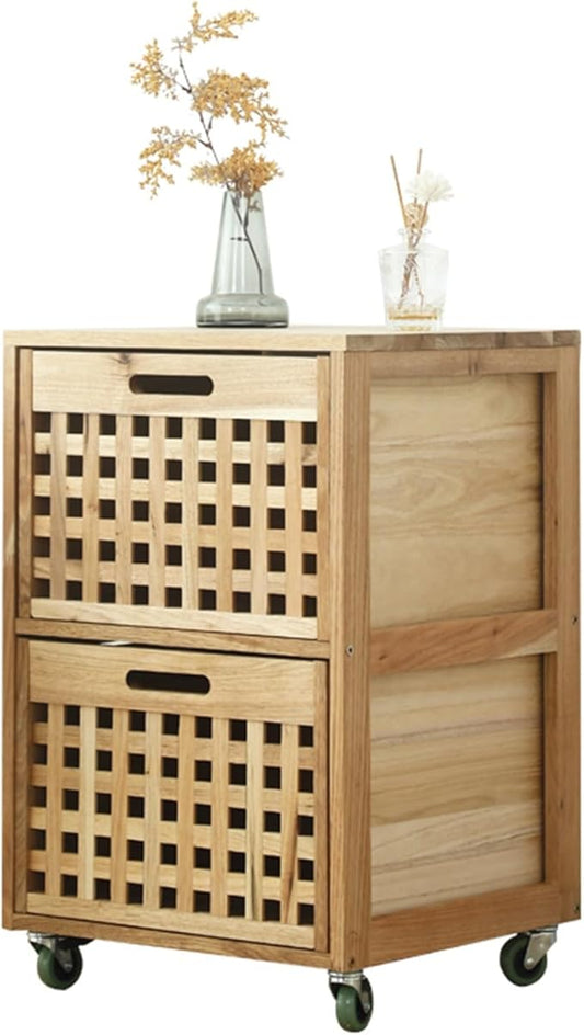 Movable End Table Side Table Coffee Station Table, Coffee Bar Stand Cart with Storage,Coffee Table on Wheels,for Home Kitchen, Entryway, Living Room,Dining Room(41x41x65cm,2 Tier)