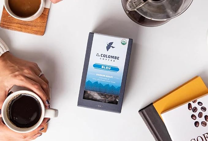 La Colombe Bleu Organic Dark Roast Drip Grind Ground Coffee - Notes of Cocoa, Macadamia & Sweet Cream, 12 Ounce (Pack of 1)