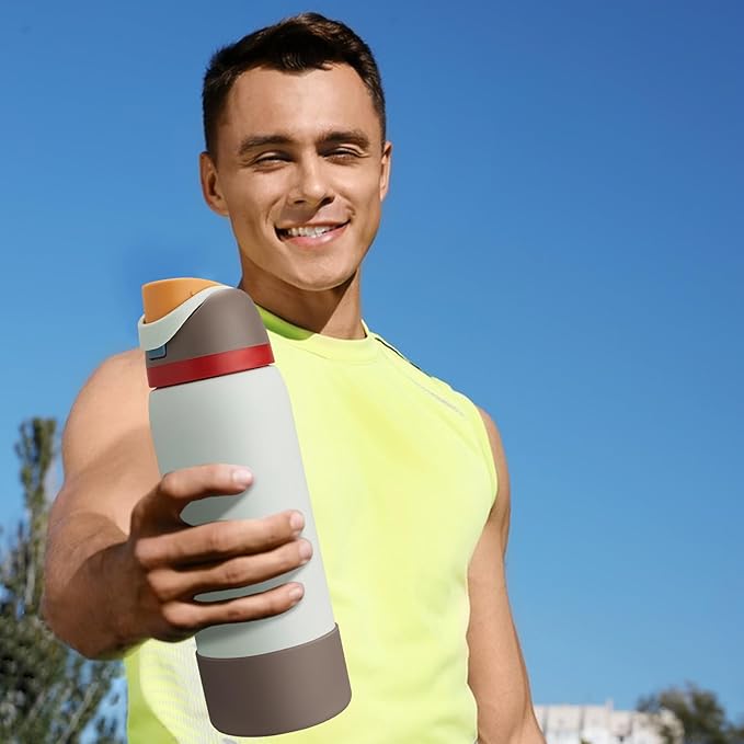2PCS Silicone Water Bottle Boot, Compatible with Owala 24oz 32oz 40oz, Protective Anti-Scratch & Anti-Dent No Noise Sleeve Cover for FreeSip/Twist/Flip Water Bottles (Boneyard, 24oz)