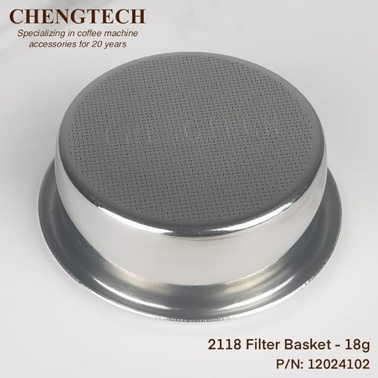 Espresso Accessories, 58mm Espresso Filter Basket (18g Laser Flat Hole) – 2118 High-Density Laser-Cut Perforations, 0.8mm Wall Thickness, High-Efficiency Extraction for Richer Flavor