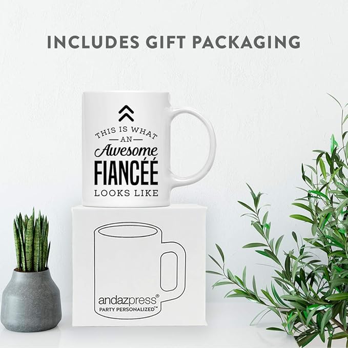 Andaz Press 11oz. Ceramic Coffee Tea Mug Thank You Gift, This is What an Awesome Fianceé Looks Like, 1-Pack, Birthday Christmas Gift Ideas Coworker Him Her, Includes Gift Box