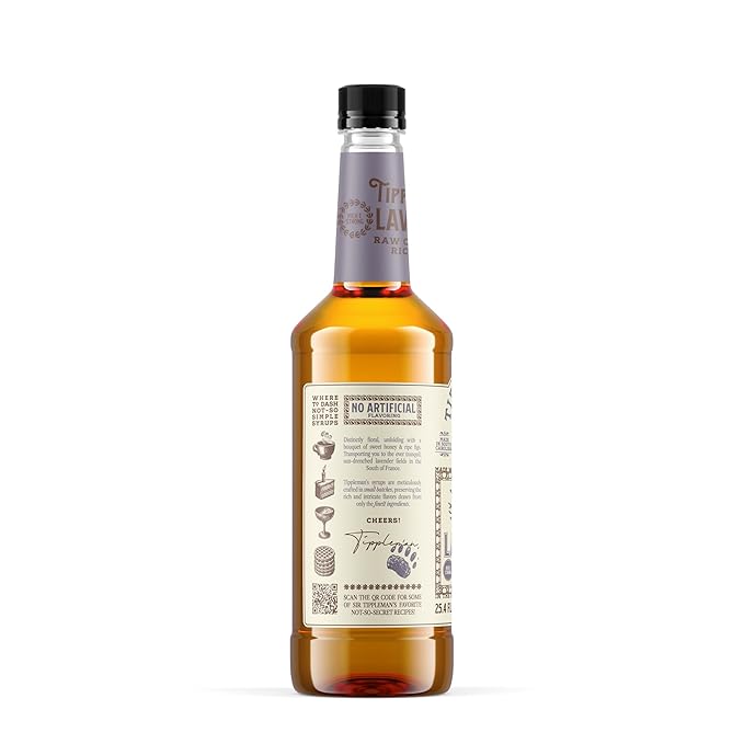 Tippleman's Lavender Coffee Syrup - Rich Flavor for Hot or Iced Drinks, Latte, Tea, Espresso, Cappuccino, Cocktails, & Baking - 25.4 Fl Oz