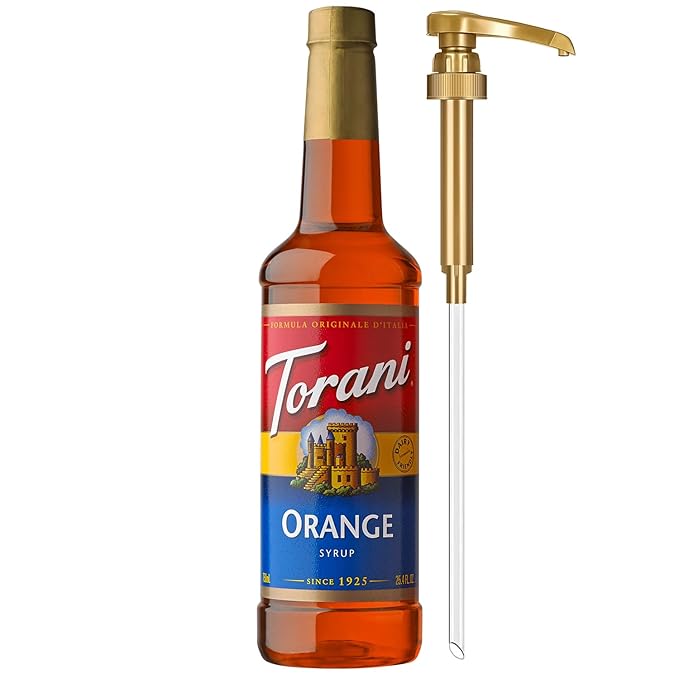 Torani Orange Syrup for Drinks, Flavoring for Iced Tea, Sodas, Cocktails, and Milk Shakes, Pump Included, 25.4 Oz