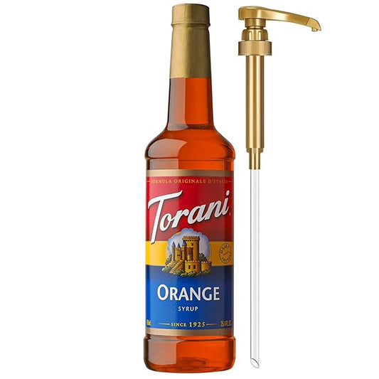 Torani Orange Syrup for Drinks, Flavoring for Iced Tea, Sodas, Cocktails, and Milk Shakes, Pump Included, 25.4 Oz