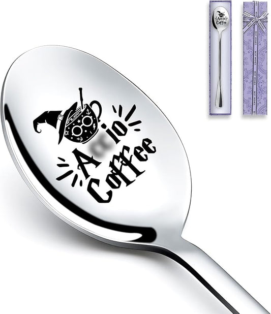 Accio Coffee Spoon, Stainless Steel Coffee Spoon for Coffee Lovers Book Lovers Bookworm Friends Birthday, Valentine, Christmas Thanksgiving Graduation Gifts