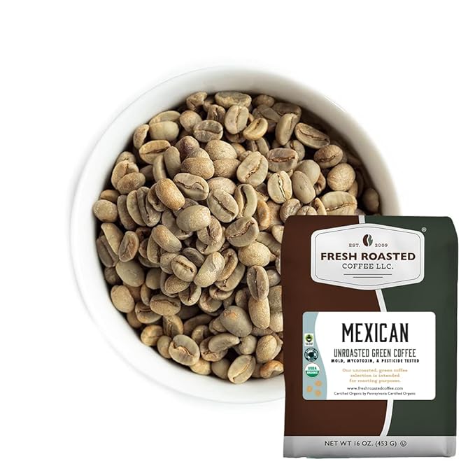 Fresh Roasted Coffee, Unroasted Organic Explorer Home Roasting Starter Kit | USDA Organic, Kosher | 4 one-pound bags