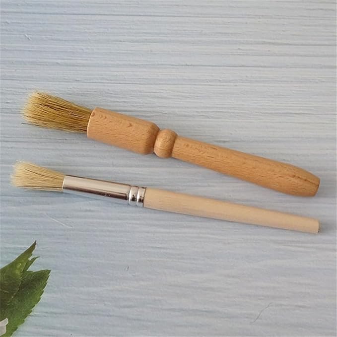 Coffee Grinder Cleaning Brush 2Pcs, Wood Handle & Natural Bristles Wood Dusting Espresso Brush Accessories for Bean Grain Coffee Tool Barista Home Kitchen