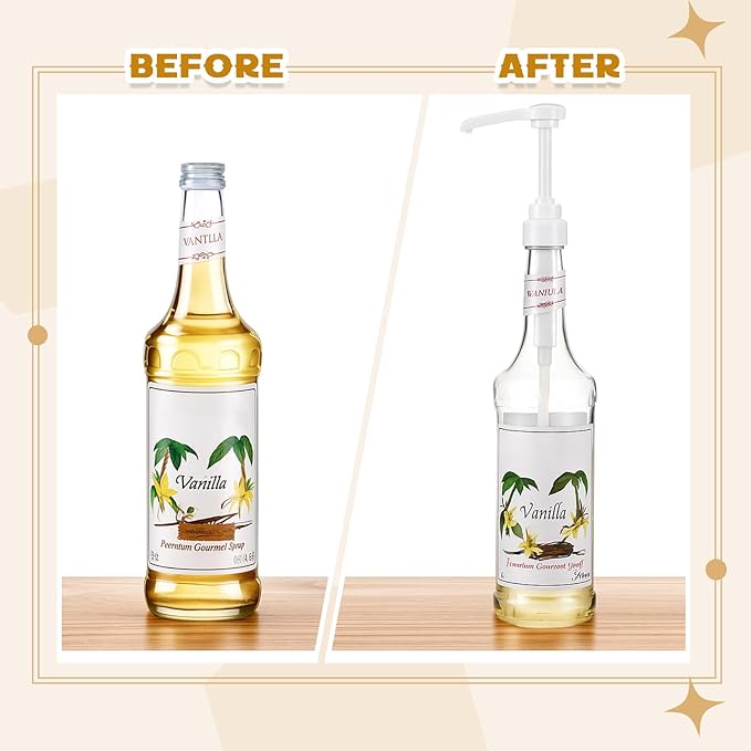 Nuogo Coffee Syrup Pump Compatible with Monin 750ml (25.4 Fl Oz) Glass Bottles Flavor Syrup Pump Dispenser with Tip Covers(5 Pcs,White)