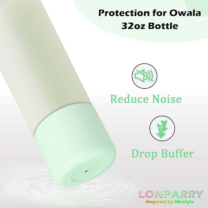 2-Pcs for Owala boot 32 oz,Silicone Boots for Owala 32oz Water Bottles Protective Sleeve Anti-Slip Rubber Bottom Compatible with FreeSip/Twist/Flip Stainless Steel Bottles 32oz Accessories, BPA Free