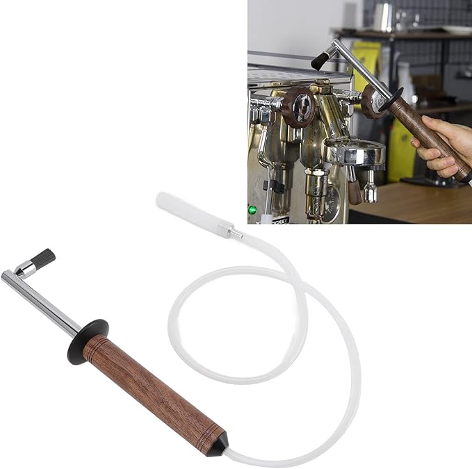 Coffee Machine Cleaning Brush, High Temperature Resistance Wood Handle Replaceable Brush for Coffee Maker Steam Cleaning Tool