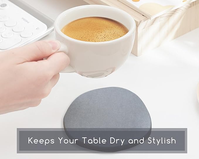 Diatomaceous Earth Coasters,3.9"x3.9", Quick-Dry, Absorbent, Heat-Resistant, Modern Stone Design, Dark Gray, Irregular Shape (2, Grey)