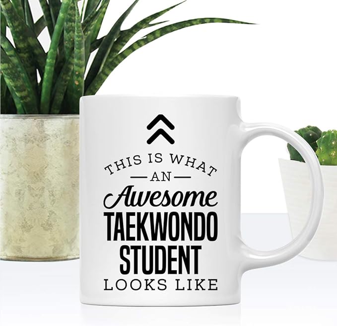 Andaz Press 11oz. Ceramic Coffee Tea Mug Thank You Gift, This is What an Awesome Taekwondo Student Looks Like, 1-Pack, Birthday Christmas Gift Ideas Coworker Him Her, Includes Gift Box