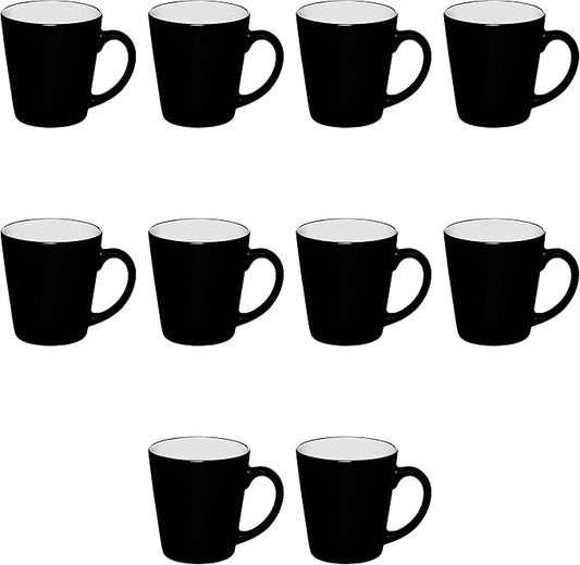 DISCOUNT PROMOS Ceramic Coffee Latte Mugs 12 oz. Set of 10, Bulk Pack - Perfect for Coffee, Tea, Espresso, Hot Cocoa, Other Beverages - White