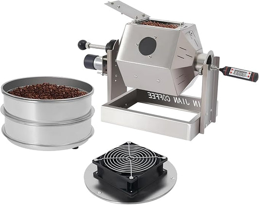 Coffee Bean Roaster with Coffee Bean Cooler, Gas 500g Coffee Bean Baker Drum Type Automatic Coffee Bean Roasting Machine for Home and Commercial Use