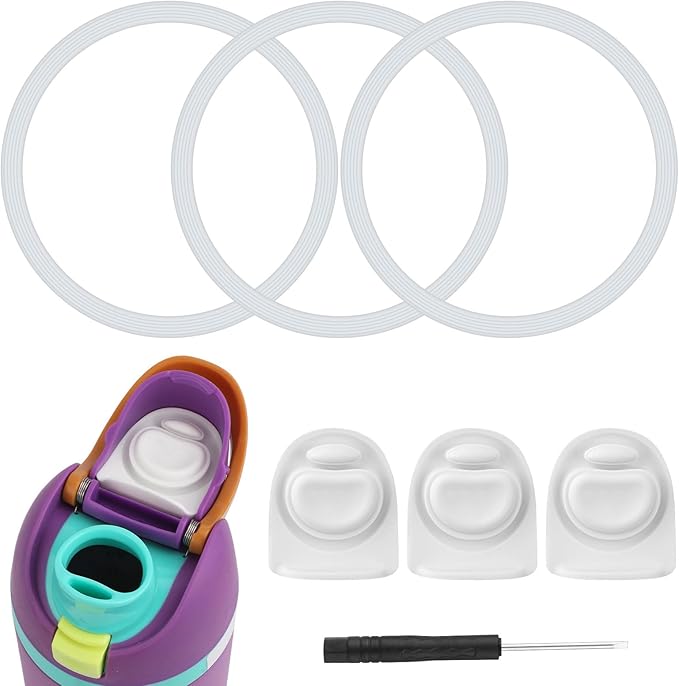 3pcs Bottle O Seal Ring & 3pcs Gasket Replacement Stopper for Owala FreeSip Cap, Silicone Water Bottle Plug Stopper BPA Free Top Lid Mouth Parts Compatible with Owala FreeSip 24oz 32oz