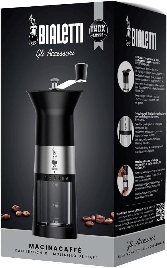Bialetti MCPRO001 Manual Coffee Grinder, Alloy Steel, Black