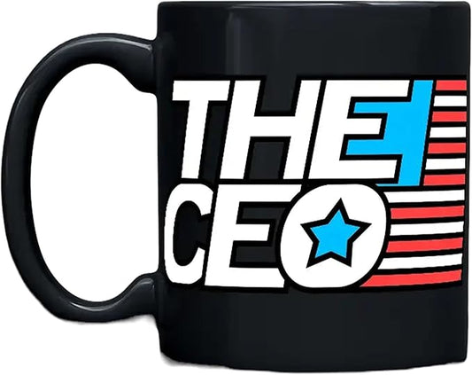 THE CEO Stylish Coffee Mug for Coffee Lovers - Premium Boss Mug with Gloss Finish - Premium Ceramic, Microwave Safe, 11oz Gift Mugs - American Flag (Black)