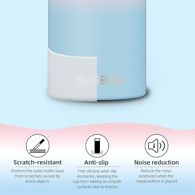 SASEUM Sport Water Bottle 18oz Stainless Steel Double Wall Vacuum Thermal Mug with Leak Proof Spout Lids, Wide Mouth Metal Insulated Water Jug for Gym and Travel（Blue Pink）