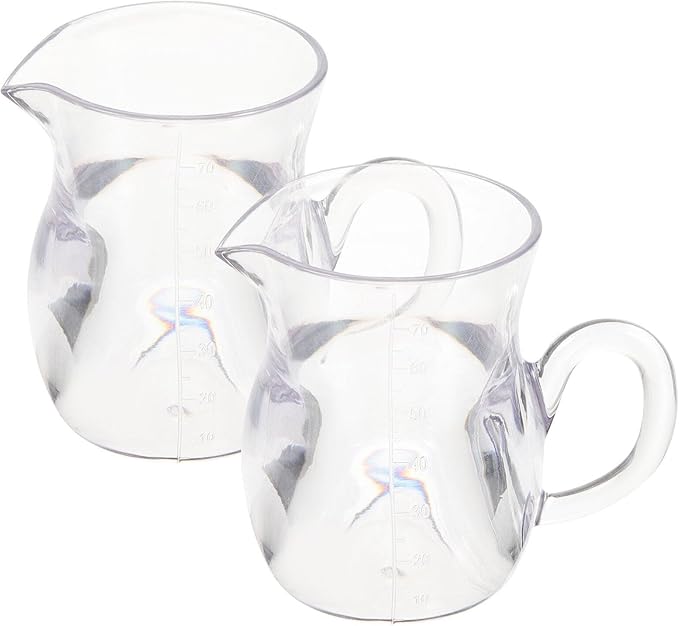 Kichvoe 2pcs Acrylic Wine Decanter Set: Liquor Dispenser with Handle Individual Small Decanter Cream Pitcher Milk Pourer Coffee Mug Tea Maple Syrup Serving, 70ml/2.4oz