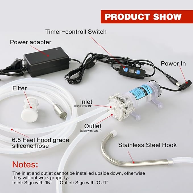 Electric Food Grade Auto Siphon Self Priming Pump for Bottling Home brew Wine,Beer and Kombucha,Water Transfer Pump 100-240V With Timer Control for Ice Maker Coffee Machine Water Cooling,2L/Min