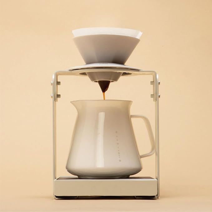 palatti Mist Porcelain Pour Over Coffee Dripper, Ceramic Pour Over Coffee Maker, Adapt to Conical 60 Degree Styles Cone Filters, Faster Flow Rate, Interchangeable Wall and Base, 1-4 cups