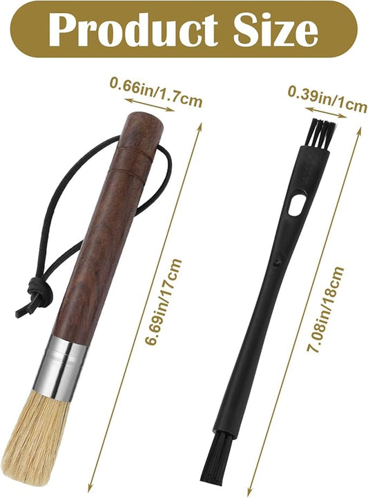 2 Pack Espresso Machine Brush Cleaner Tool Coffee Grinder Cleaning Brush Barista Wood Dusting Brushes Coffee Bar Accessories with Hanging Loop for Wood Handle Coffees Machine Toaster Home Kitchen