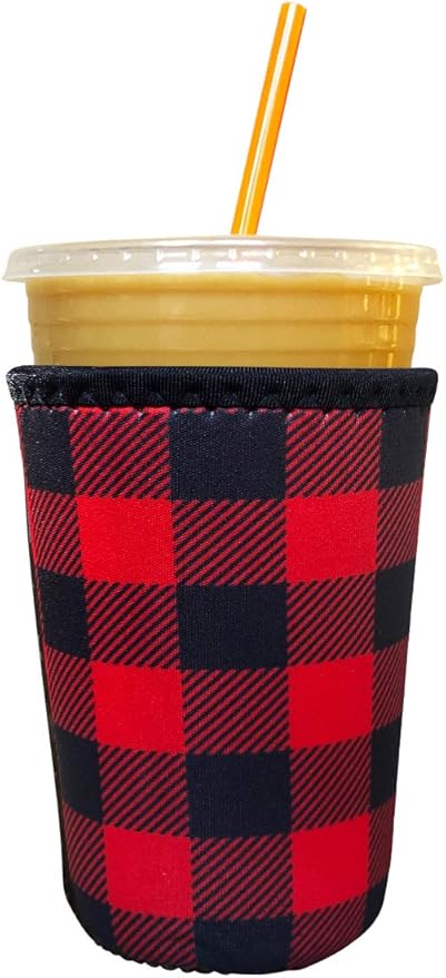 Koverz Medium Buffalo Plaid Neoprene Iced Coffee Sleeve, 24 Oz, Fits 22-24 Oz Cups