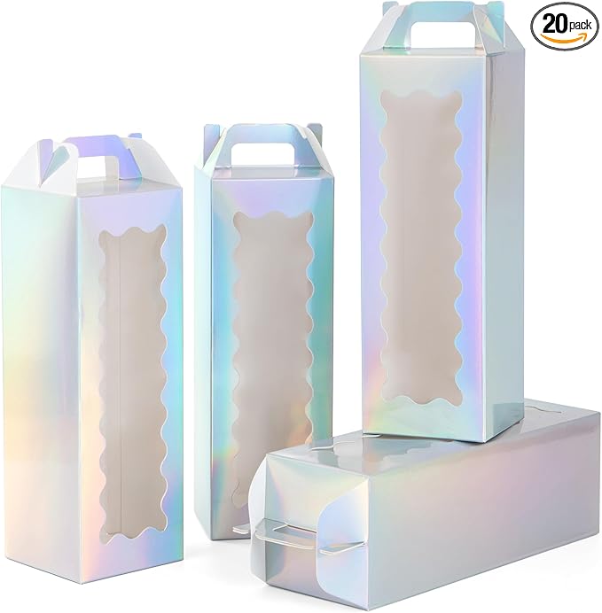 20 Pcs Tumbler Gift Boxes with Handle for Sublimation Glass Exhibition Boxes, Transparent Gift Box for 20oz & 30oz Drinking Glasses Jars Sublimation Glass Can Blanks,9.8 x 3.35 x 3.35 In (Laser)