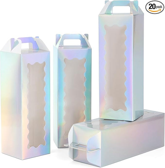 20 Pcs Tumbler Gift Boxes with Handle for Sublimation Glass Exhibition Boxes, Transparent Gift Box for 20oz & 30oz Drinking Glasses Jars Sublimation Glass Can Blanks,9.8 x 3.35 x 3.35 In (Laser)
