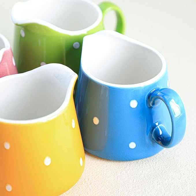 CHOOLD Polka Dot Ceramic Creamer with Handle, 8.5oz Coffee & Milk Creamer Jug for Kitchen