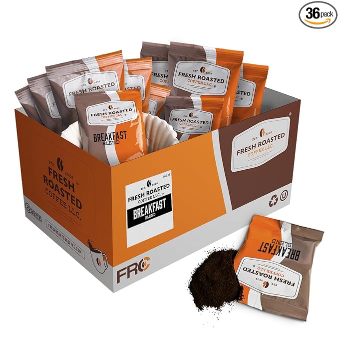 Fresh Roasted Coffee, Breakfast Blend, Kosher, Pre-Ground Fractional Packs, 2.25 Ounce, 36 Count