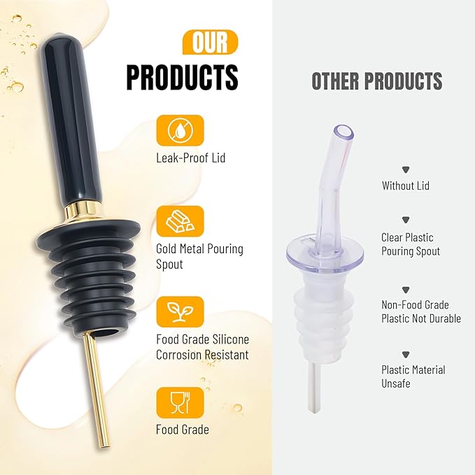 4-Pack Coffee Syrup Dispenser, 7 OZ/200ML Honey Dispenser, Small Syrup Bottles with Funnel & Extra Nozzles, Glass Syrup Dispenser for Coffee Shop, Home Kitchen