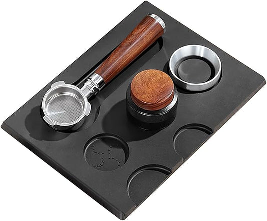 Joyeee Espresso Tamping Mat, Large Tamping Mat with Corner Edge, Anti-Slip Espresso Silicone Mat For Baristas Tool Supplies, Coffee & Espresso Machine Parts & Accessories, Black 12.6 x 9.5 inch
