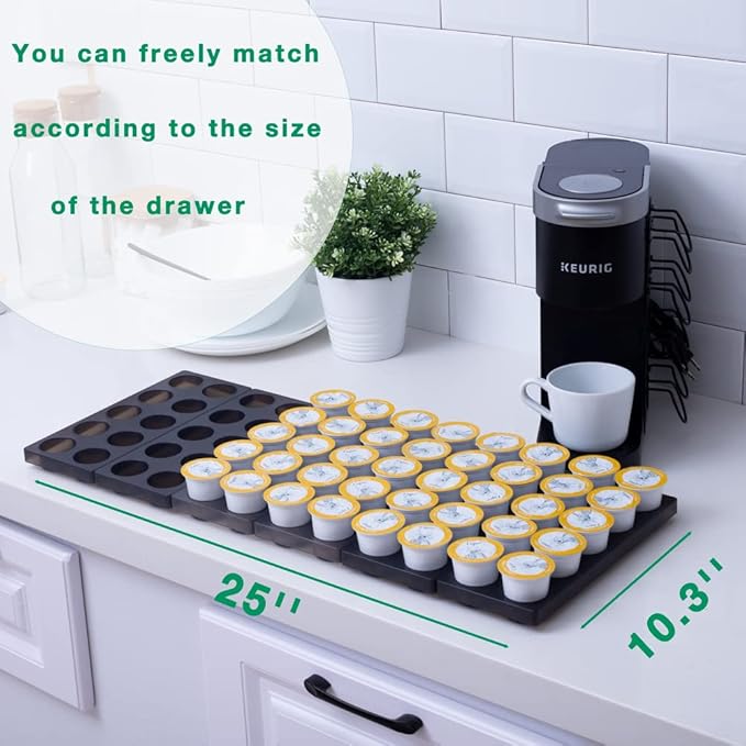 Coffee Pod Storage Organizer for Kitchen Drawer,Holders 60 K CUP, Premium Plastic Tray With Non-slip mat